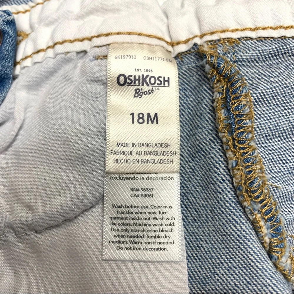 Osh Kosh Denim‎ Overall Dress Lot Of 2 Size 18M Raw Hem Tiered Ruffle